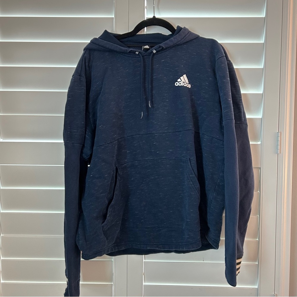 Adidas Space Dye Hooded Sweatshirt Navy Blue Size Large